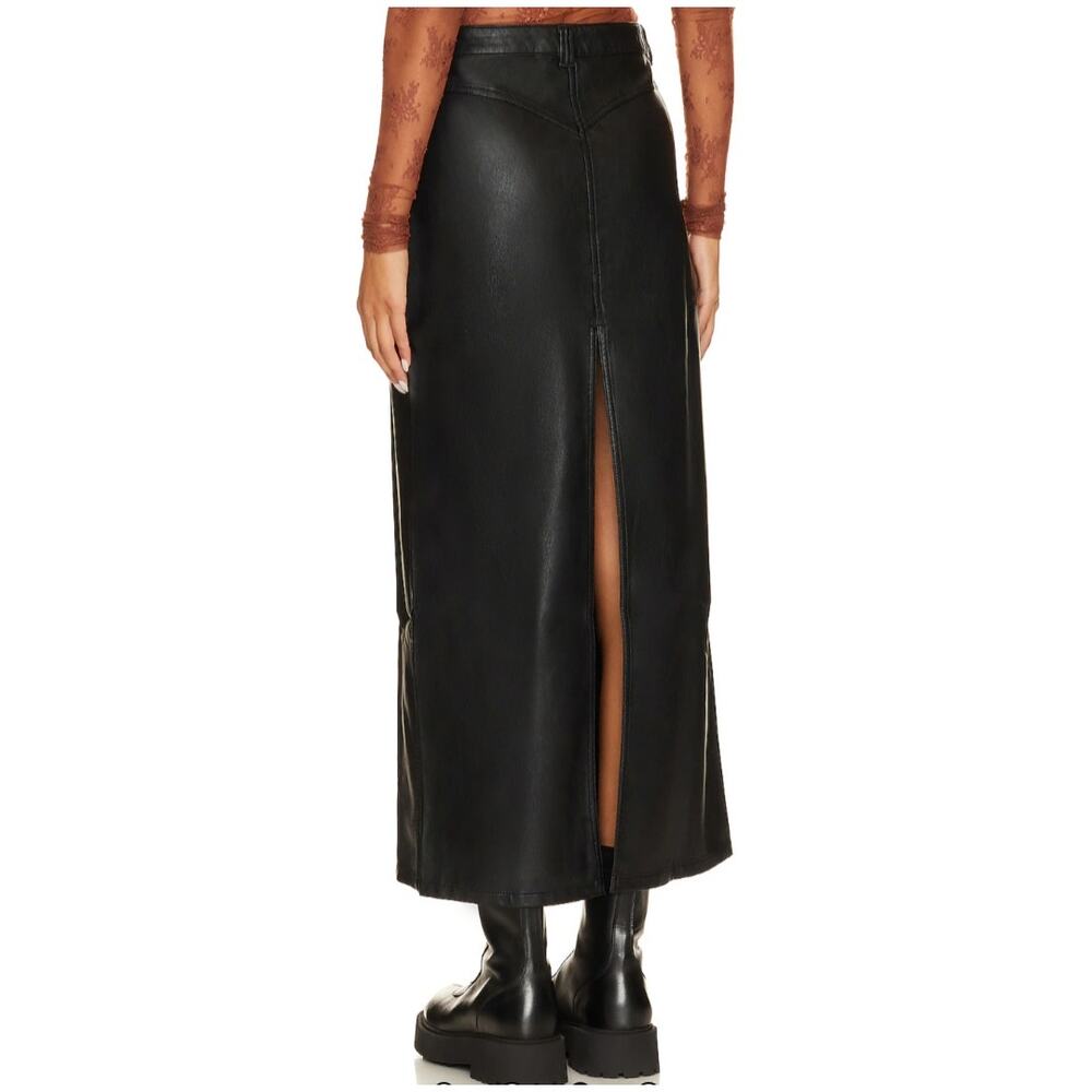 Free People City Slicker Faux Vegan Leather Maxi Skirt in Black - 0 NEW - Picture 3 of 15